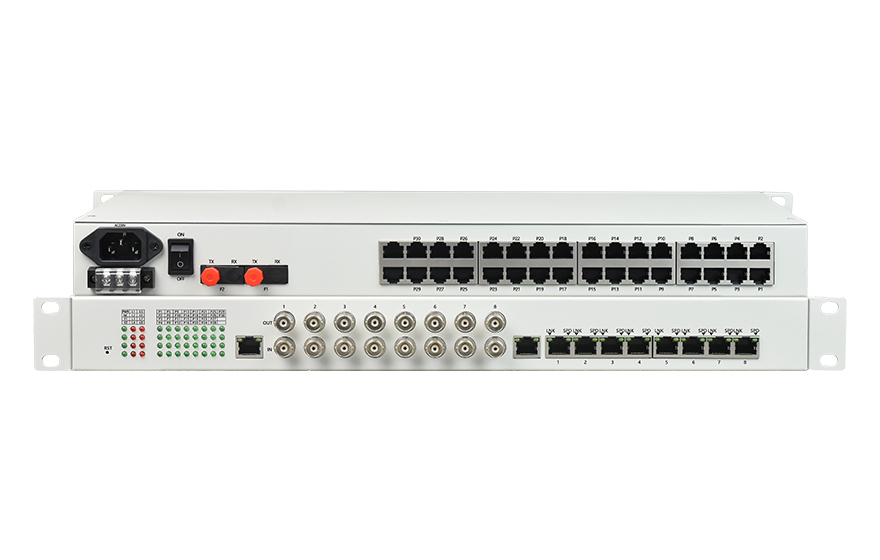 飛暢科技-32路電話+8E1+8FE物理隔離（1+1光備份，19英寸）電話光端機